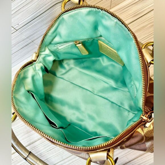 012-Coach:F15690 Hampton Gold and Brown Satchel and Wallet Signature C Set - Picture 10 of 15